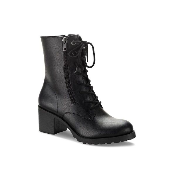 Sun + Stone Shoes - Sun Stone Womens 7 M Black Sheila Lace Up Block Heel Booties NIB XJ4